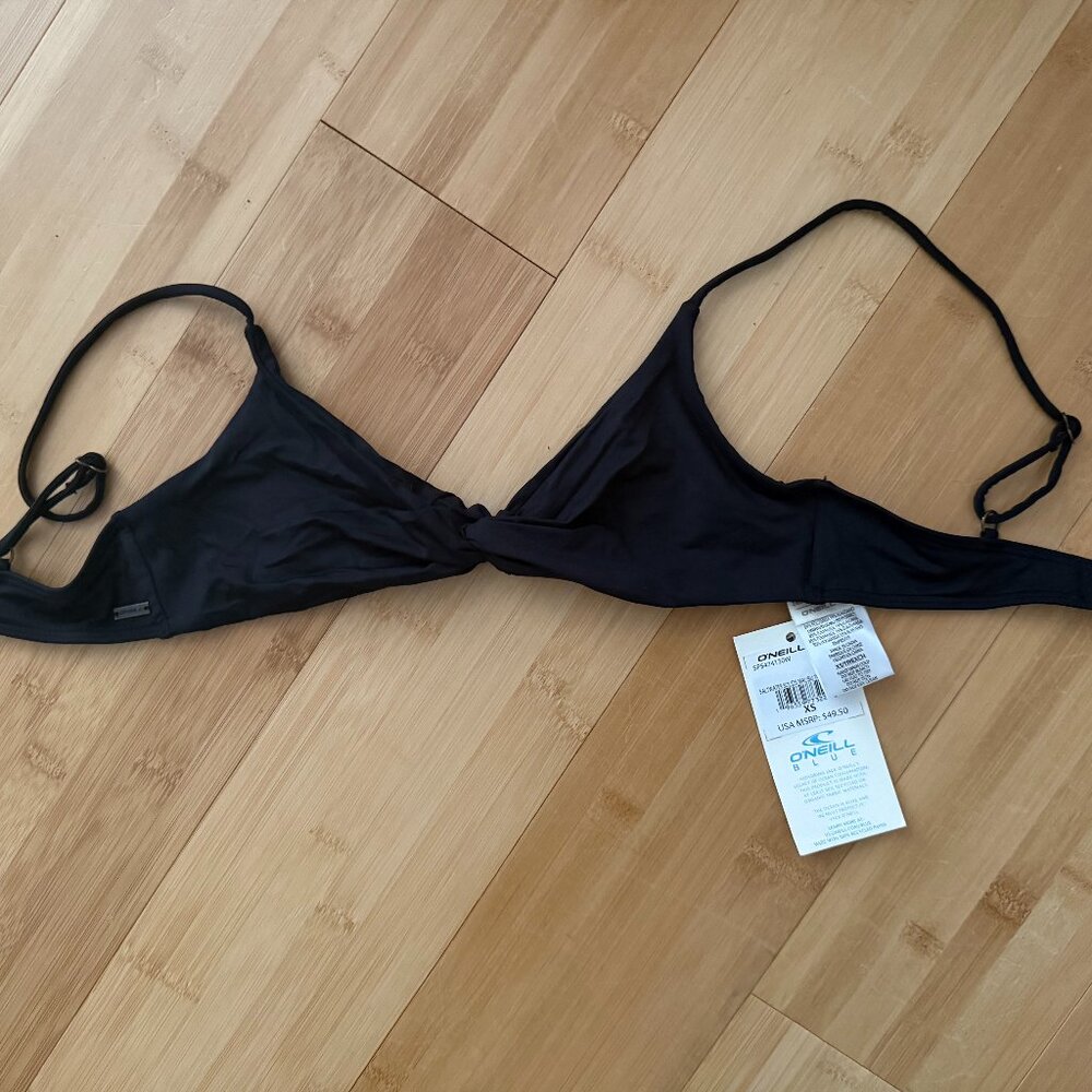 NWT Oneill Black SALTWATER SOLIDS MALIBU TWIST BRALETTE TOP Bikini xs